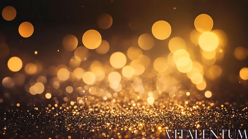 Golden bokeh lights dancing above a softly sparkling floor.
