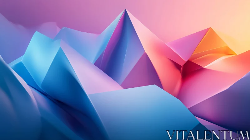 Geometric pastel peaks form luminous abstract mountain range