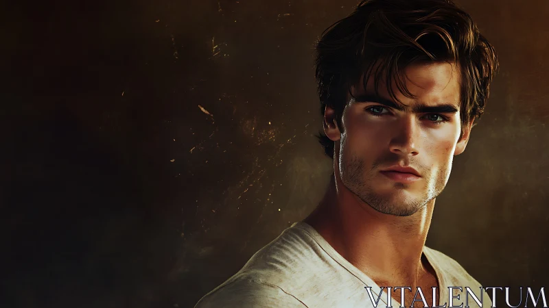 Warm portrait of a thoughtful young man in soft light.