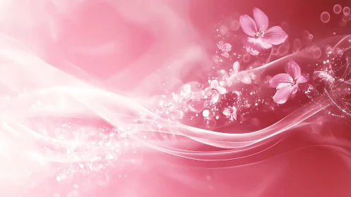 Pink Floral Wave: Dreamy Digital Abstraction with Blooming Flowers