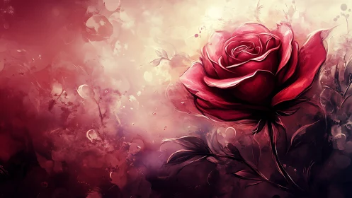 Rendered rose with atmospheric bloom and gradient backdrop