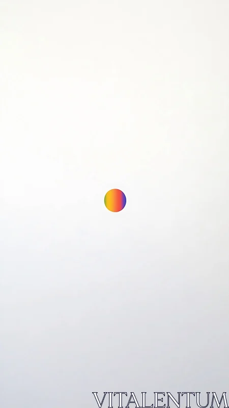 Minimalist spectrum sphere centered on soft white field.