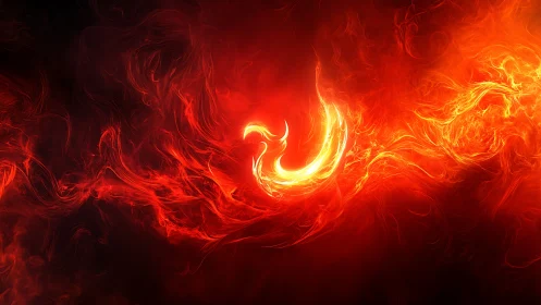 Fiery Phoenix Emblem in Glowing Red and Gold Flames.