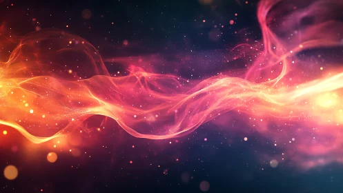 Luminescent plasma flow with dynamic particle dispersion and chromatic gradient transitions