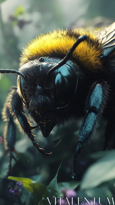 Gentle garden bumblebee basking in soft morning light.