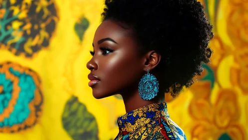 Profile portrait uniting vibrant textiles and sculptural light