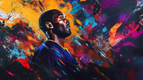 Portrait of basketball player against abstract color background