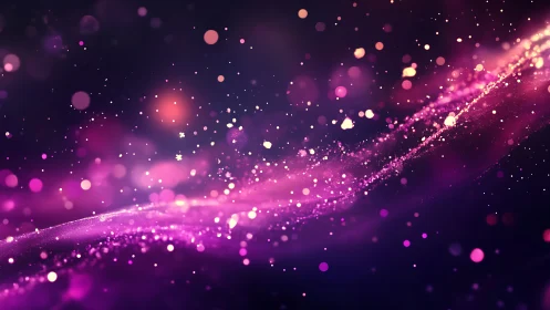 Stardust river curls through neon night like glittering silk