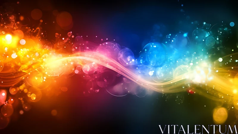 Spectral lightwave ribbon with bokeh particle diffusion field.