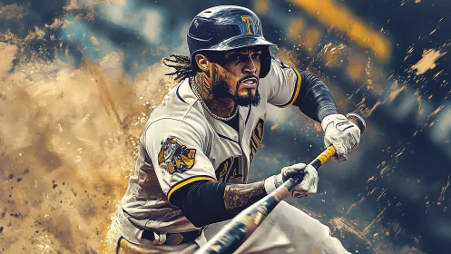 Lightning swings carve molten arcs through painted ballpark dust