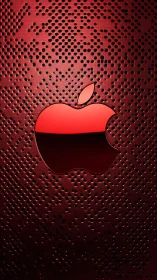 Red Perforated Metal Apple Logo Design.