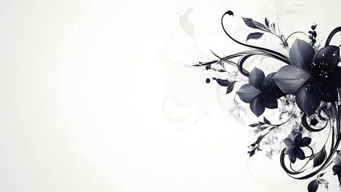 Floral Botanical Ornament Negative Space