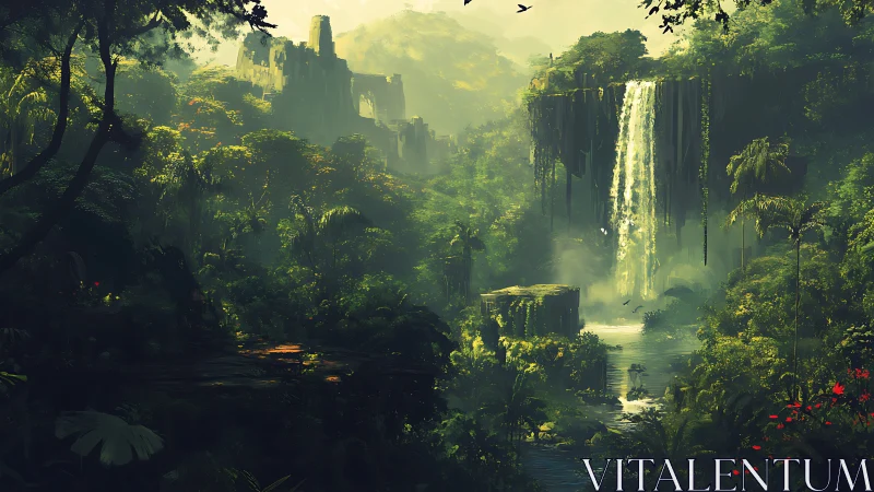 Ancient Temple Ruins Consumed by Jungle Mist