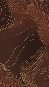 Copper glow contour lines drifting over deep brown calm.