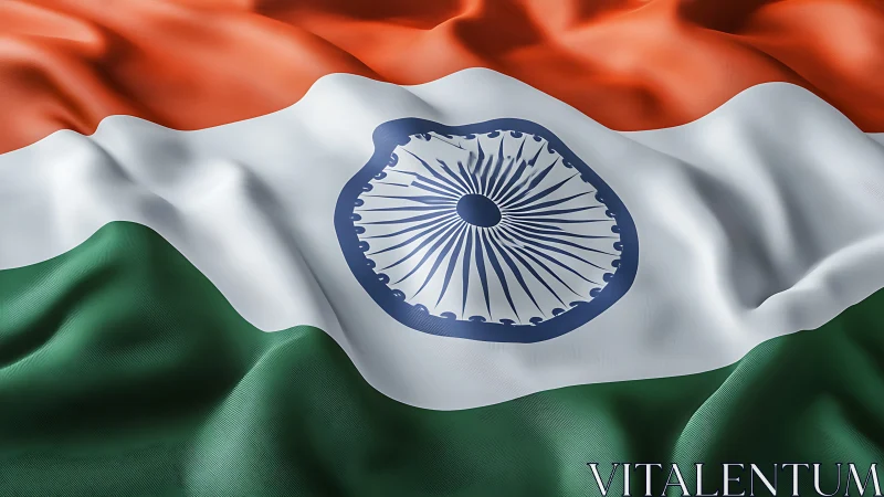 Tricolor Indian flag rendered with dynamic fabric folds.