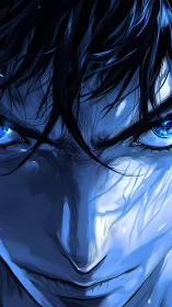 Midnight stare of the blue-eyed stormbringer unbound.