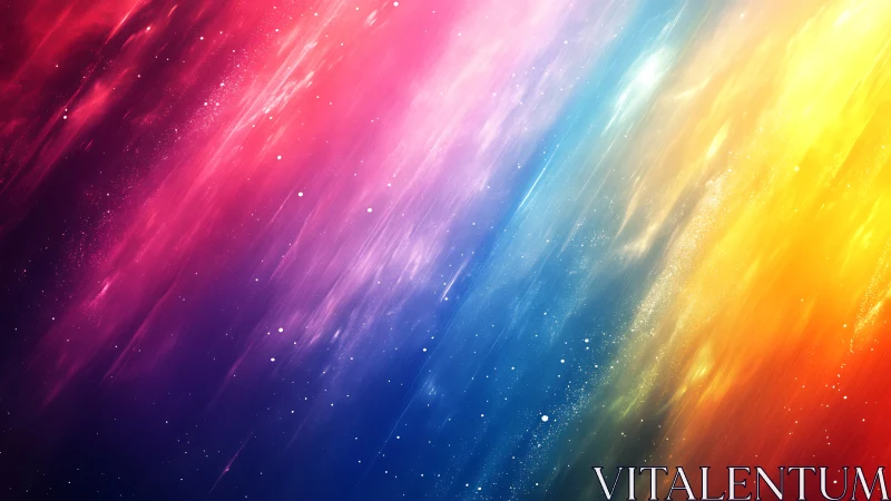 Diagonal streaked rainbow nebula digital abstract art.