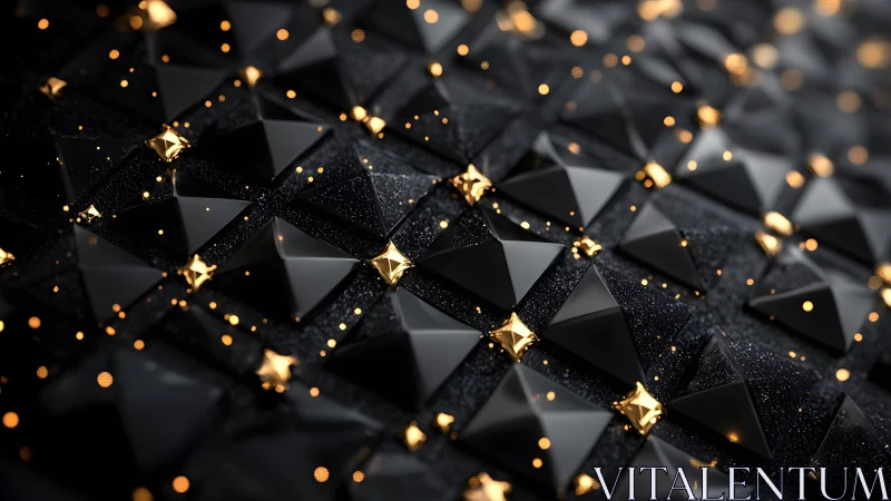 Luxurious Black and Gold Geometric Pattern with Glittering Accents.