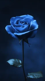 Blue Rose Against Dark Background