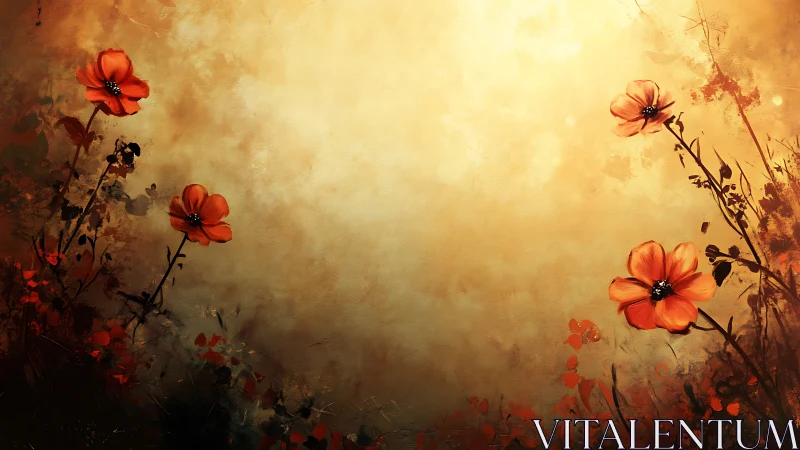 Embers in Sepia: Cosmos Blooms Through Golden Haze.