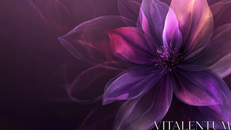 Luminous violet bloom in ethereal digital abstraction.
