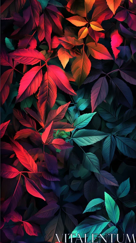 Midnight foliage carnival in neon dusk and ember bloom.