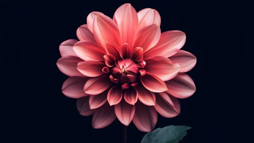 Coral Dahlia in Deep Shadow. Luminous Petals.