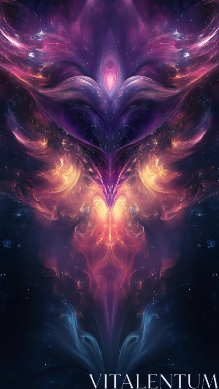 Glowing cosmic spirit rising in swirling nebula light.