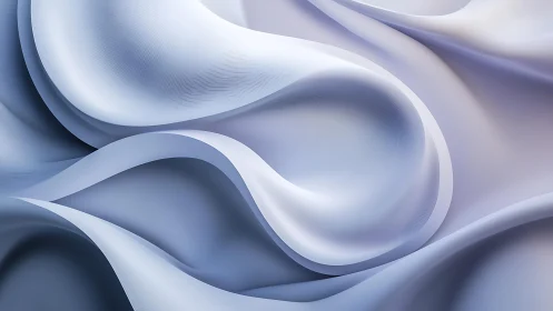Soft Abstract Waves in Gentle Blue and White Gradient Digital Art.