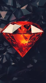 Crimson gem hovers like molten code above onyx shards