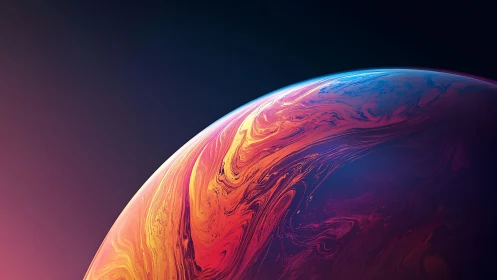 Colorful abstract planet sphere on dark space background.