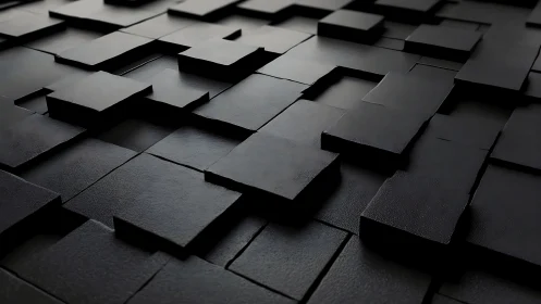 Quiet rhythm of layered black geometric stepping stones.