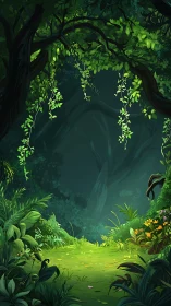 Enchanted Forest Glade: Where Light Finds Shadow.