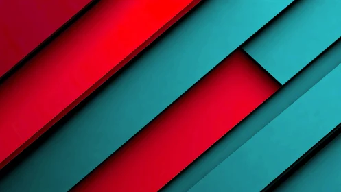 Red and teal diagonal layered geometric abstract background.