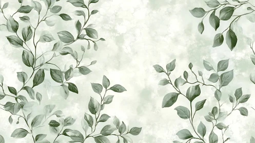 Soft green foliage drifts across a tranquil watercolor field