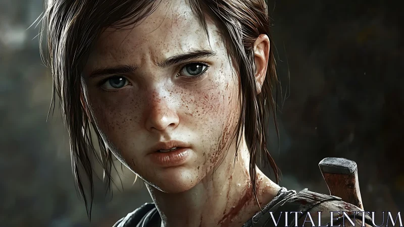 Battle hardened girl stares down a broken world in silence.