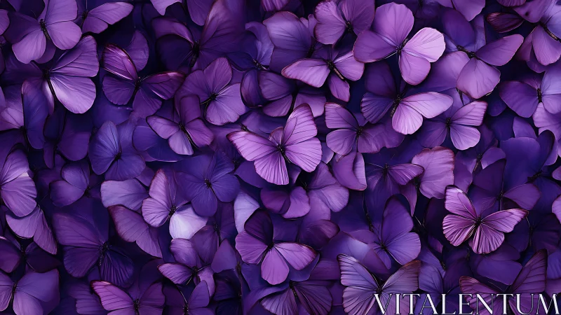 Densely Overlapping Purple Butterfly Wings Rendered with Translucent Texture Detail