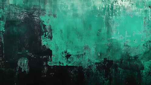 Abstract Emerald and Black Textured Painting in Modern Style.