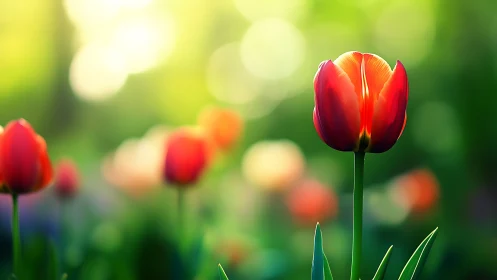 Ruby Sentinels: A Garden's Scarlet Dream.