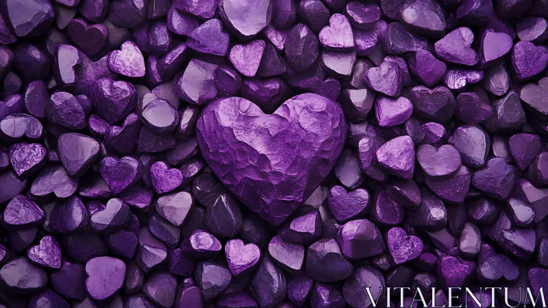 Purple Heart Stones Composition with Central Focal Point.