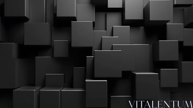 Dark geometric 3D cubes creating layered abstract depth.