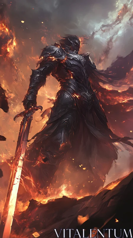 Armored fire knight dominates volcanic battlefield in dynamic backlight