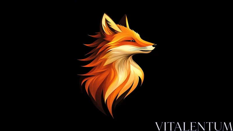 Stylized side profile illustration of fox head on black background.