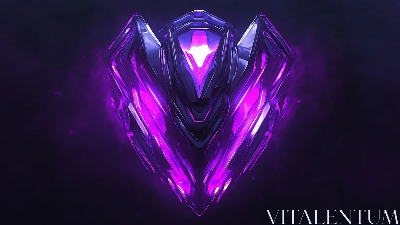Neon crystal heart folds space into a radiant violet core
