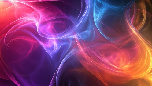 Neon energy swirls form vibrant flowing light ribbons.