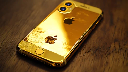Gilded smartphone idol gleams like pocket-sized treasure chest.