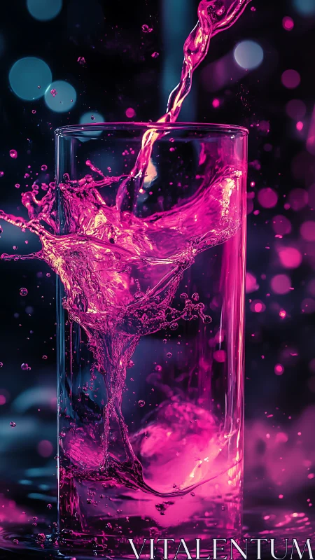Neon splash ballet in a glass of electric magenta night.