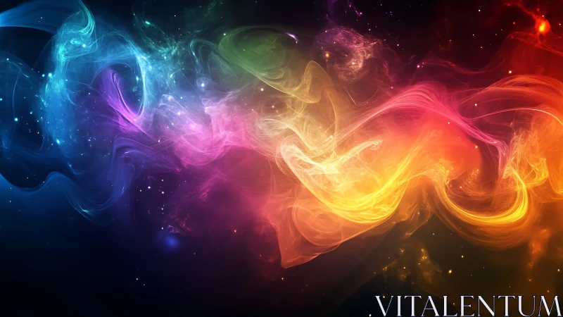 Chromatic nebula streams with luminous spectral motion.