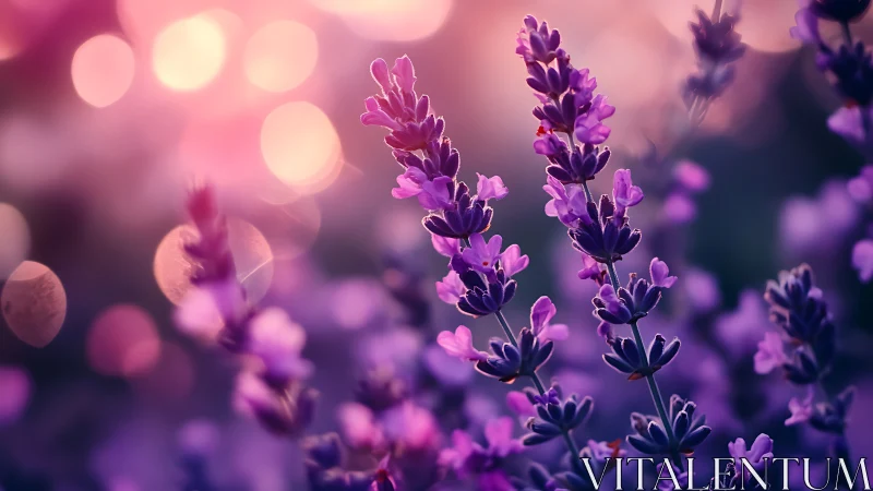 Lavender flowers in soft focus with bokeh light atmosphere