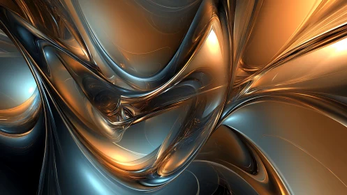 Molten metal daydreams swirling in soft bronze light.